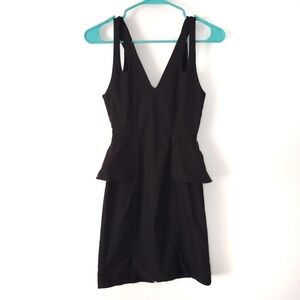 Nasty Gal Strappy Peplum Black Dress Small